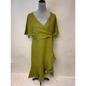 Vanessa Zani Linen Dress Bohemian Asymmetrical Hem Classic Timeless Womens SZ L